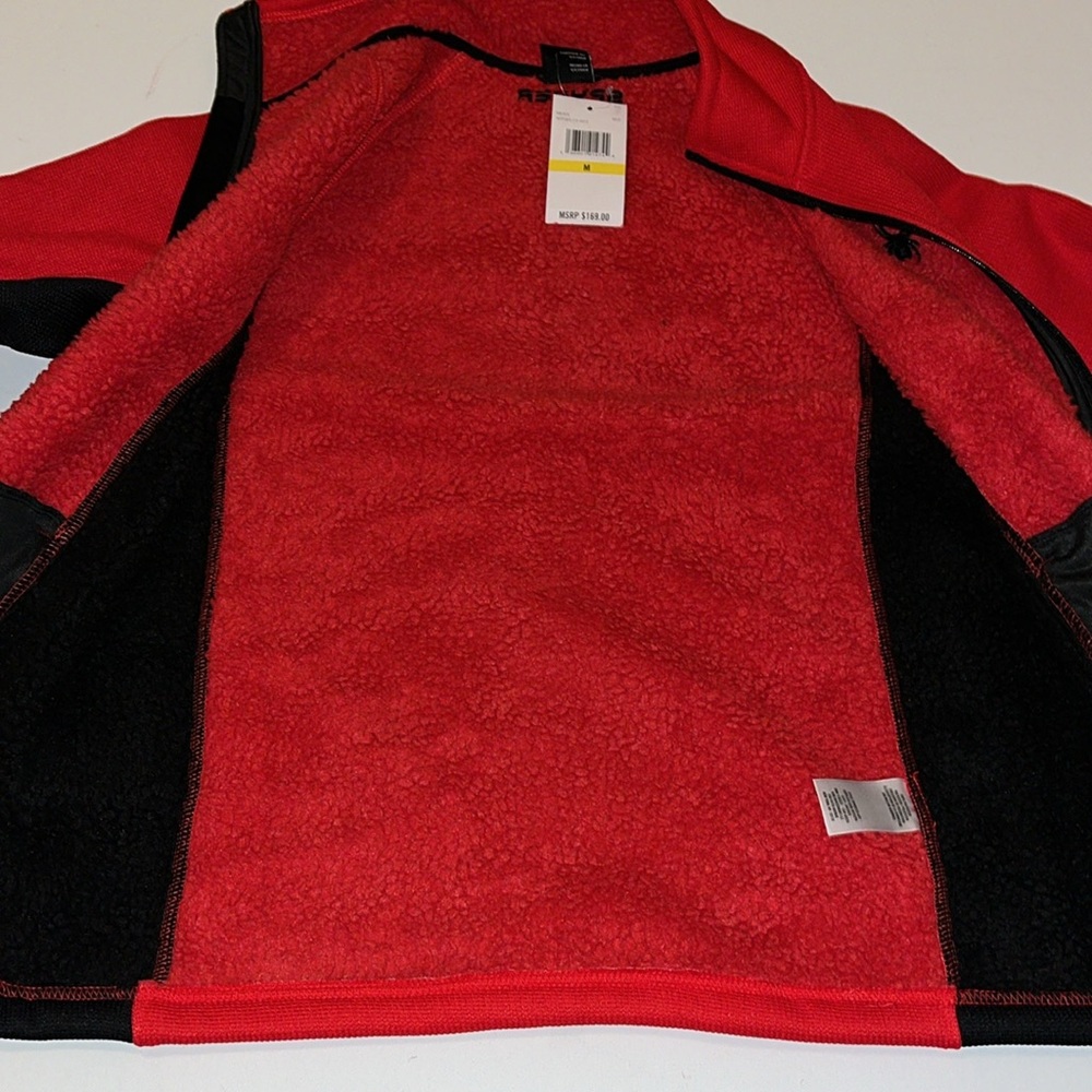 M SPYDER JACKET men's full zip pockets thick warm red black knit fleece NWT $169 - Picture 7 of 10